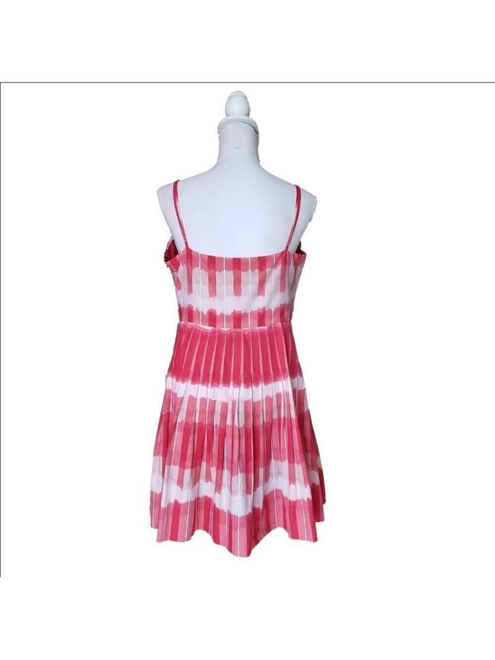 BCBGMAXAZRIA Women’s Pink & White Pleated Spaghetti Strap Dress Size 12 - Picture 5 of 9